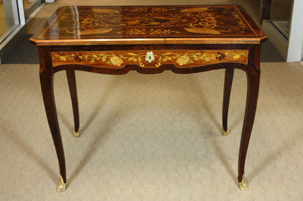 French Louis XV Style Desk with Exquisite Marquetry