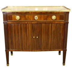 French Louis XVI Commode "a Rideaux" with Marble Top
