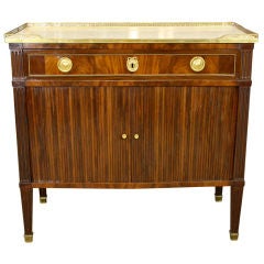 Commode française Louis XVI « à Rideaux » avec plateau en marbre