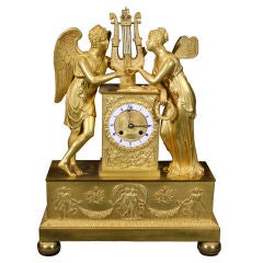 Exceptional French Empire Period Gilt-Bronze Mantel Clock