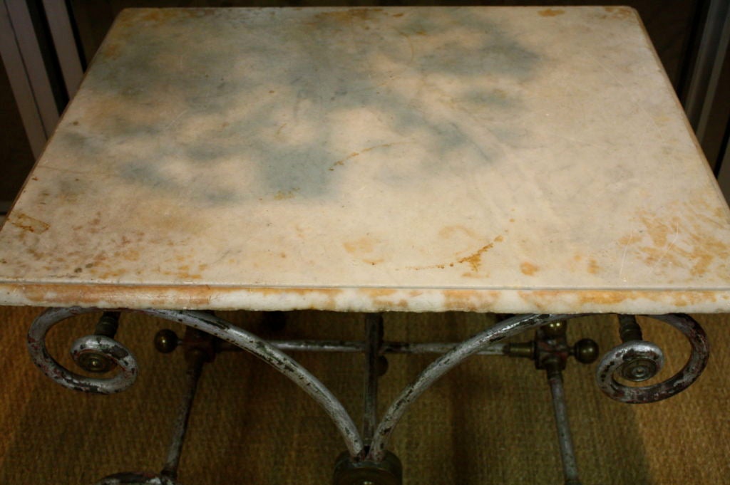 French Iron Baker's Table with Marble Top 7
