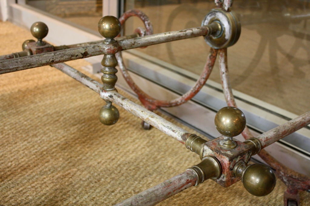 French Iron Baker's Table with Marble Top 3