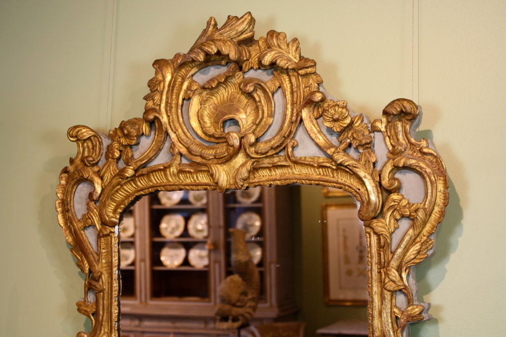 Highly Carved French Rococo Trumeau Mirror from the Louis XV Period In Good Condition In Pembroke, MA