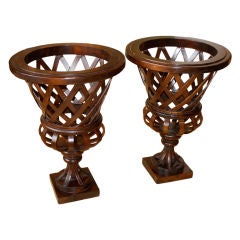 Pair of Large French Latticework Jardinieres