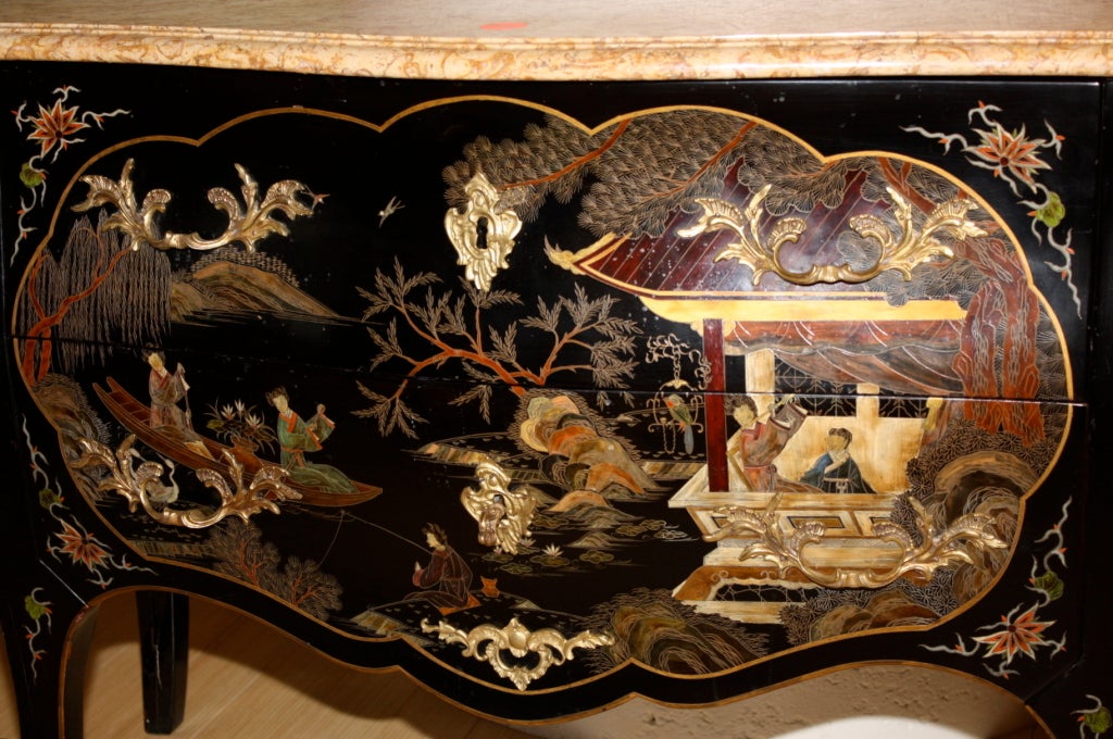 Marble French Chinoiserie Commode