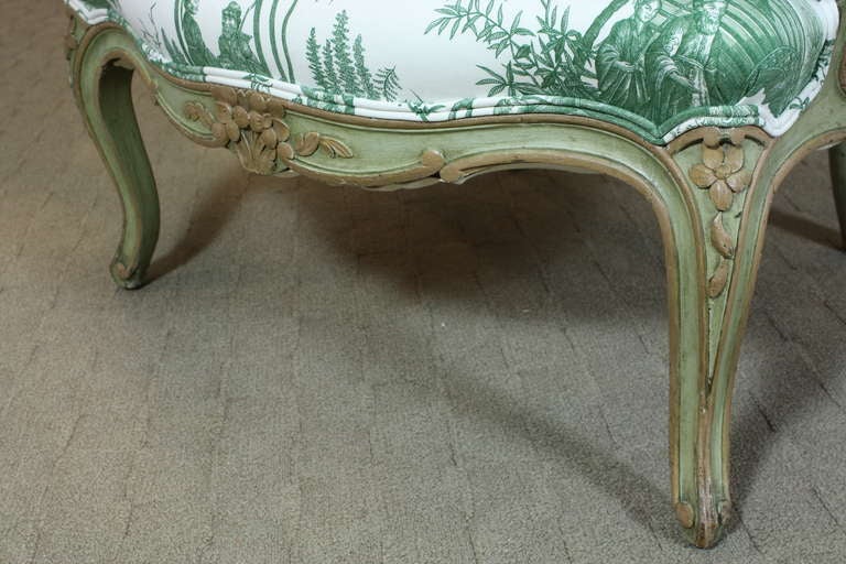 Beech Louis XV Period Bergere in Chinoiserie Toile For Sale