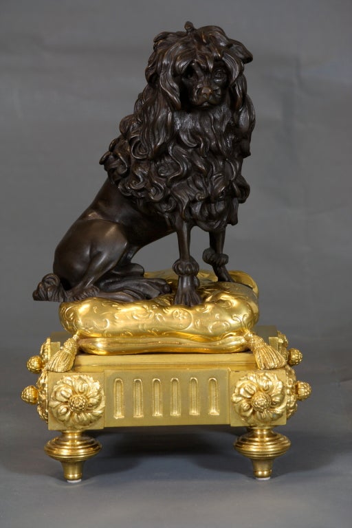 Pair of French Bronze Dog and Cat Chenets after Caffieri 4