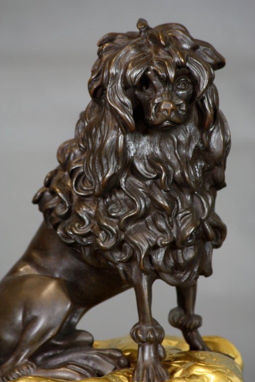 Pair of French Bronze Dog and Cat Chenets after Caffieri 6