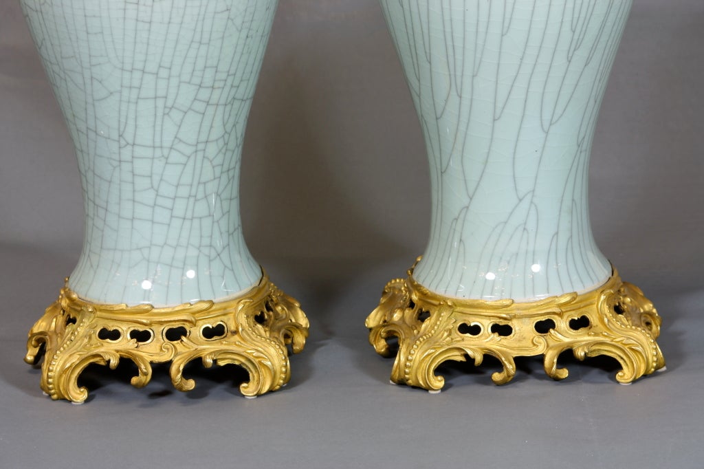 Pair of Impressive French Gilt-Bronze Mounted Vases 1