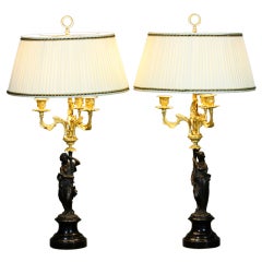 Pair of French Bronze Figural Lamps 6
