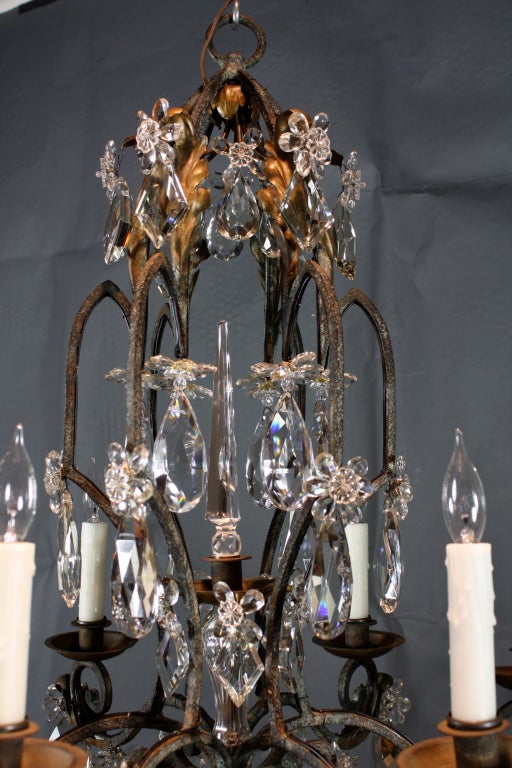 Bagues Style Iron and Crystal Chandelier In Good Condition In Pembroke, MA