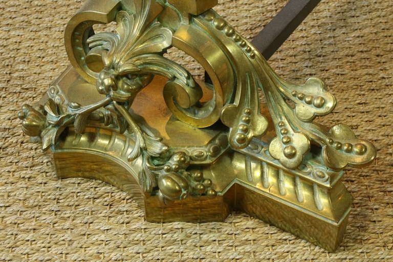 Pair of French Baroque Style French Dragon Andirons For Sale 2