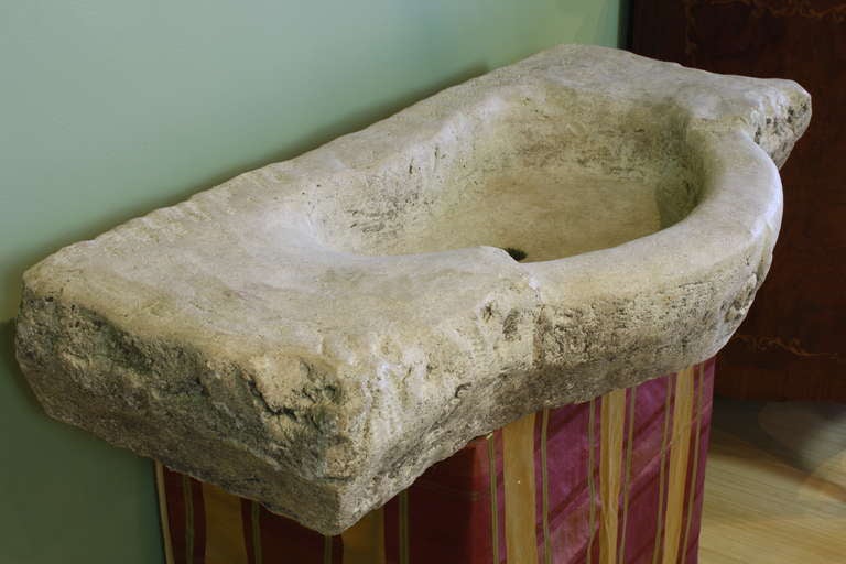 18th Century and Earlier French Stone Sink with Fleur de Lis