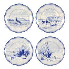 Set of Sixteen French Marine Plates by Sarreguemines