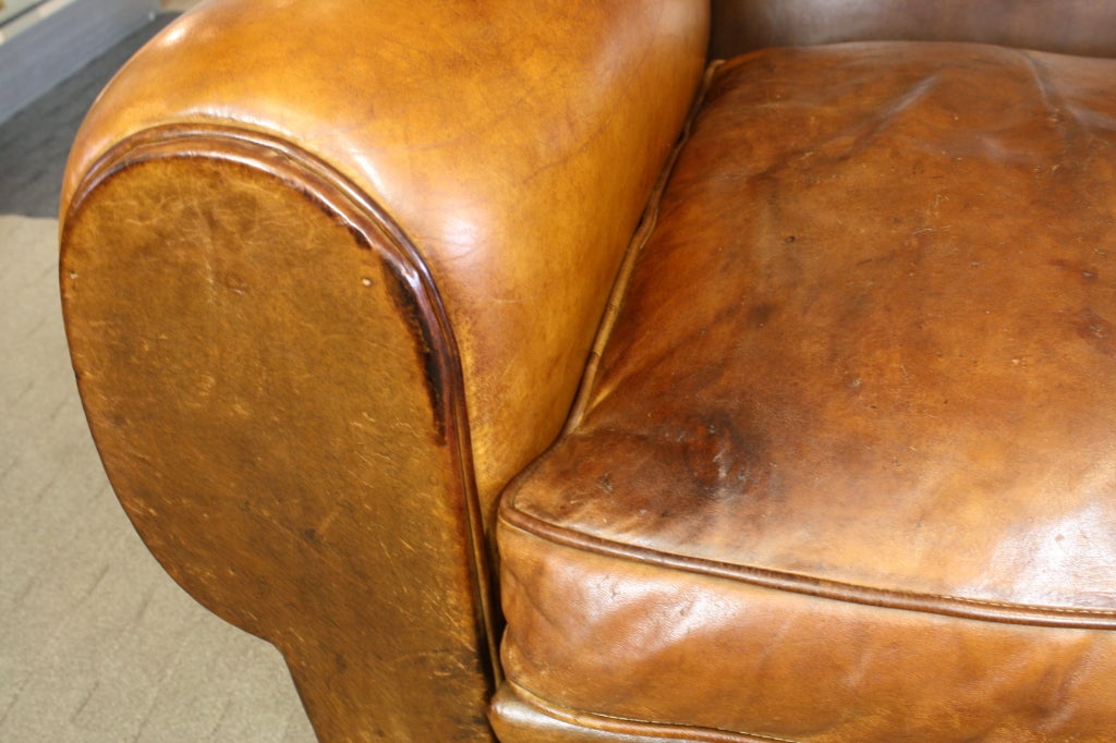 Pair of French Mustache Back Leather Club Chairs 5
