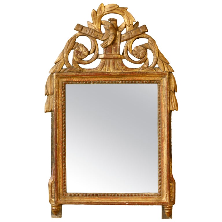 Petit miroir Trumeau d'époque Louis XVI en bois doré en vente