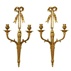 Pair of French Gilt-Bronze Neoclassical Sconces 11
