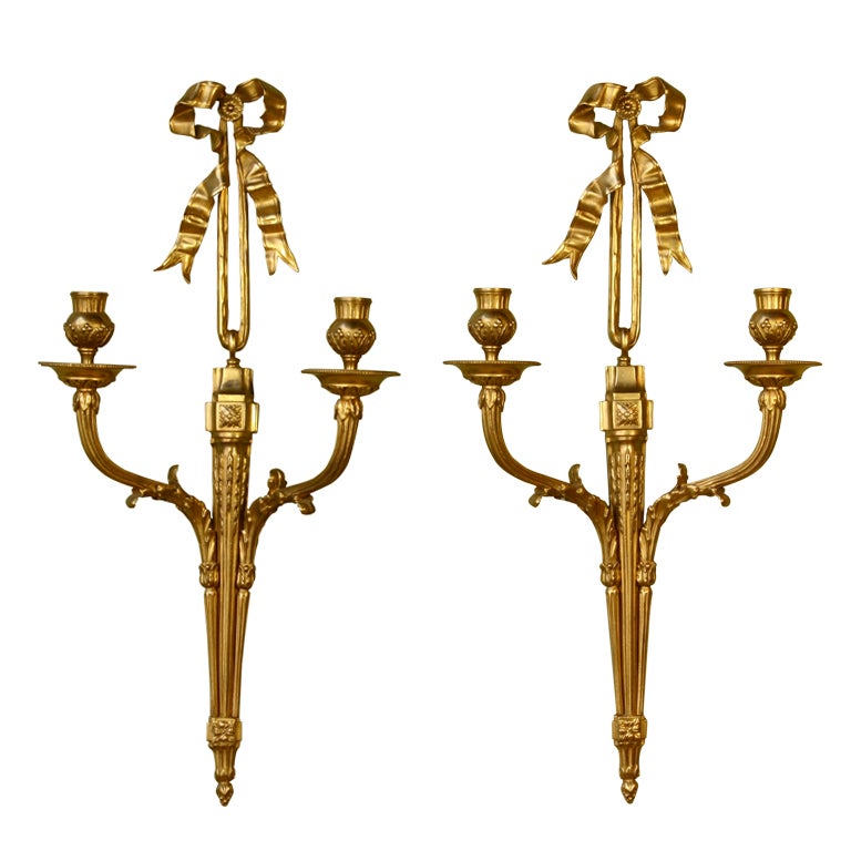 Pair of French Gilt Bronze Neoclassical Sconces