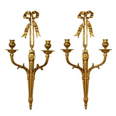 Pair of French Gilt Bronze Neoclassical Sconces