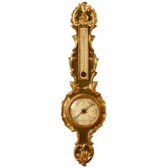 Louis XV Style Polychrome and Parcel Gilt Barometer