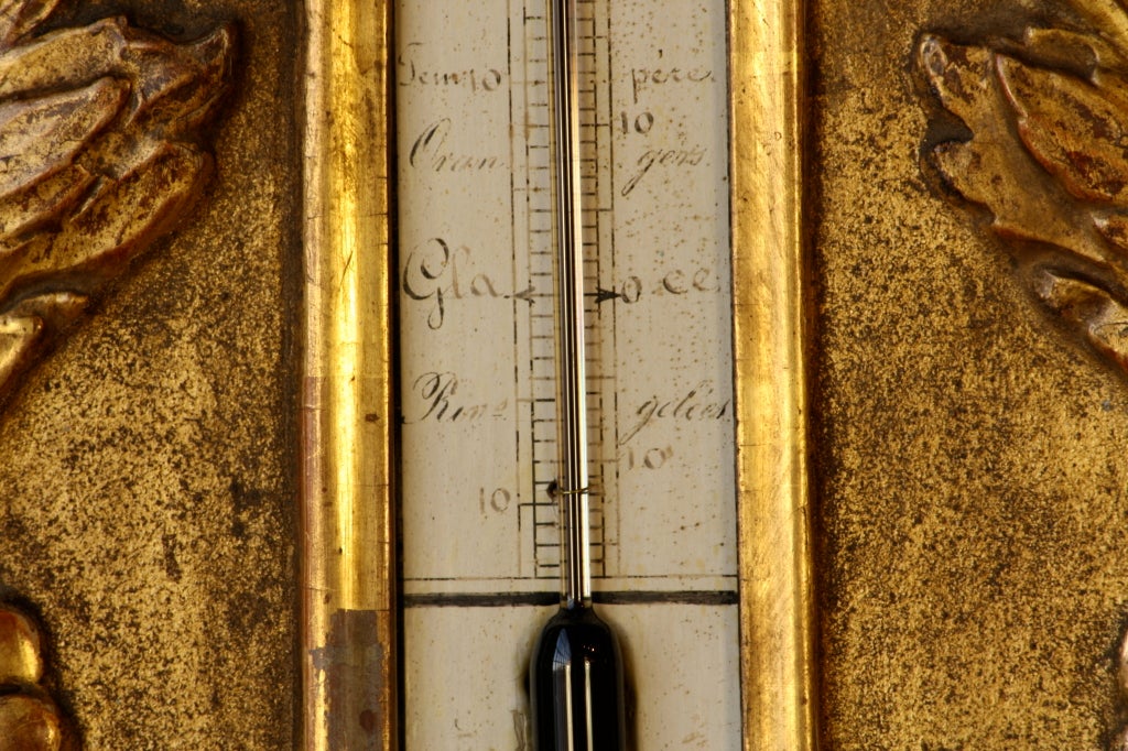 Louis XV Period Gilded Barometer with Thermometer For Sale 2