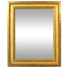 French Louis XVI Style Giltwood Mirror with Pearl Beading