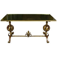 French Gilt-Iron Coffee Table in the Manner of Gilbert Poillerat