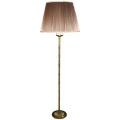 Baguès Gilt-bronze Floor Lamp with French Custom Pleated Shade