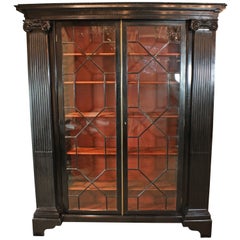 Antique English Neoclassical Black-Lacquered Bookcase