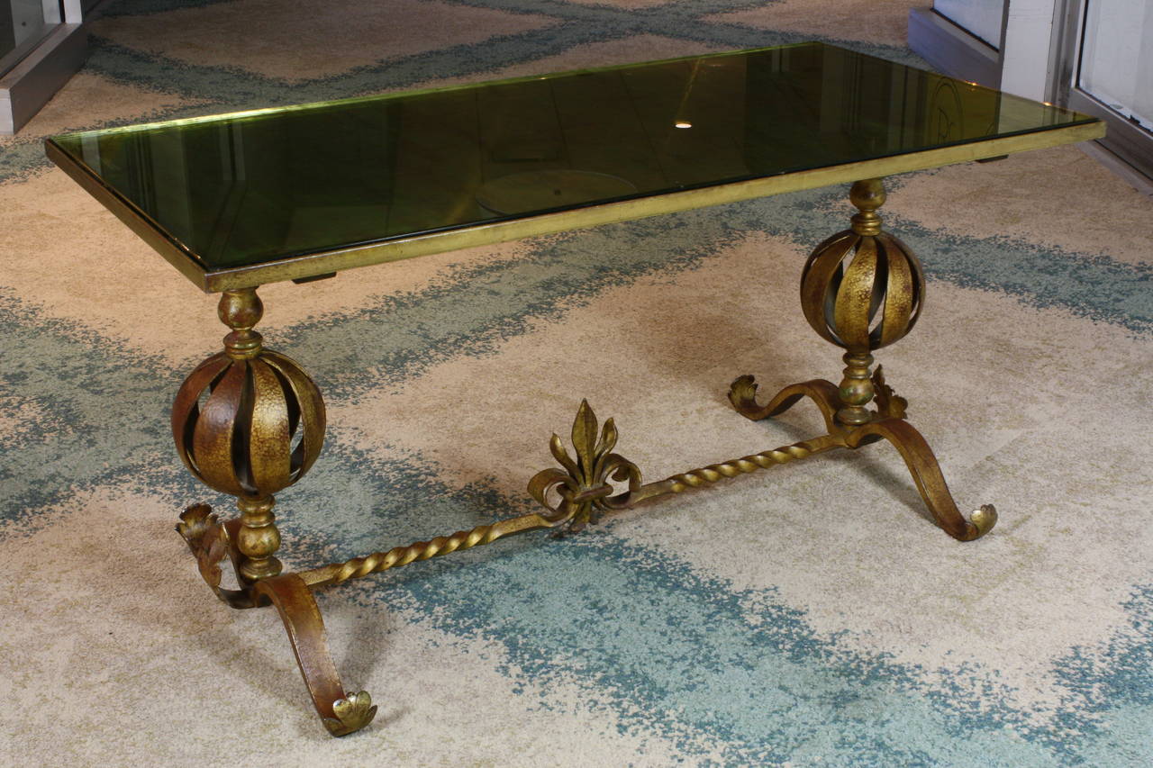 French Gilt-Iron Coffee Table in the Manner of Gilbert Poillerat