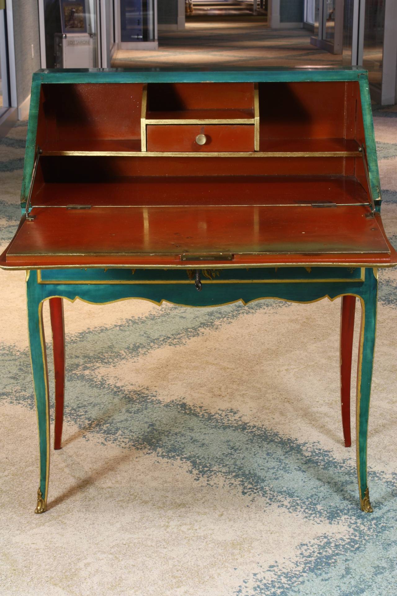 French Louis XV Style Chinoiserie Slant-Top Desk For Sale