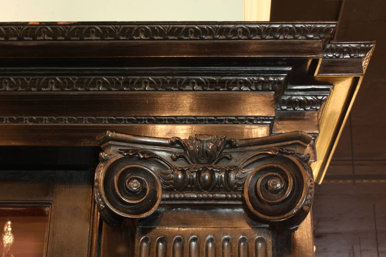 English Neoclassical Black-Lacquered Bookcase 2
