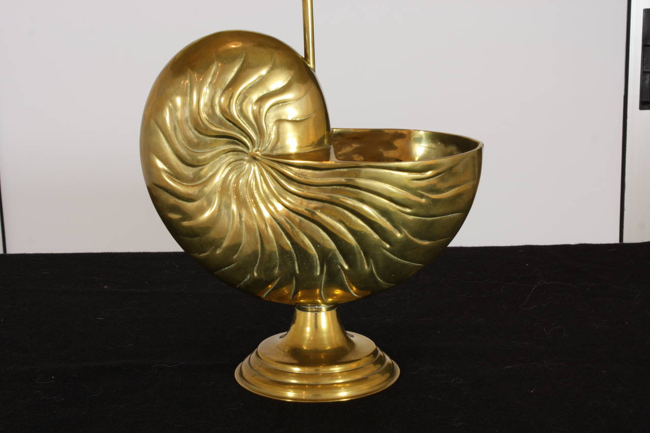 Painted French Bronze Nautilus Shell Lamp in the Style of Maison Charles For Sale