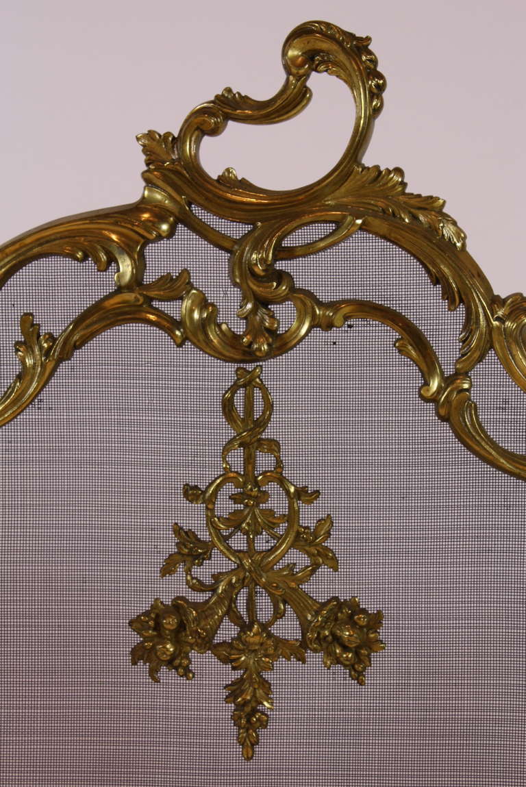 Pare-étincelles en bronze doré de style Louis XV Bon état à Pembroke, MA