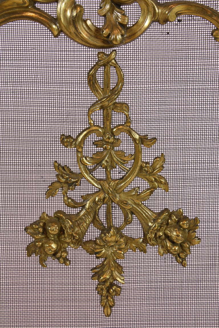 Pare-étincelles en bronze doré de style Louis XV 2