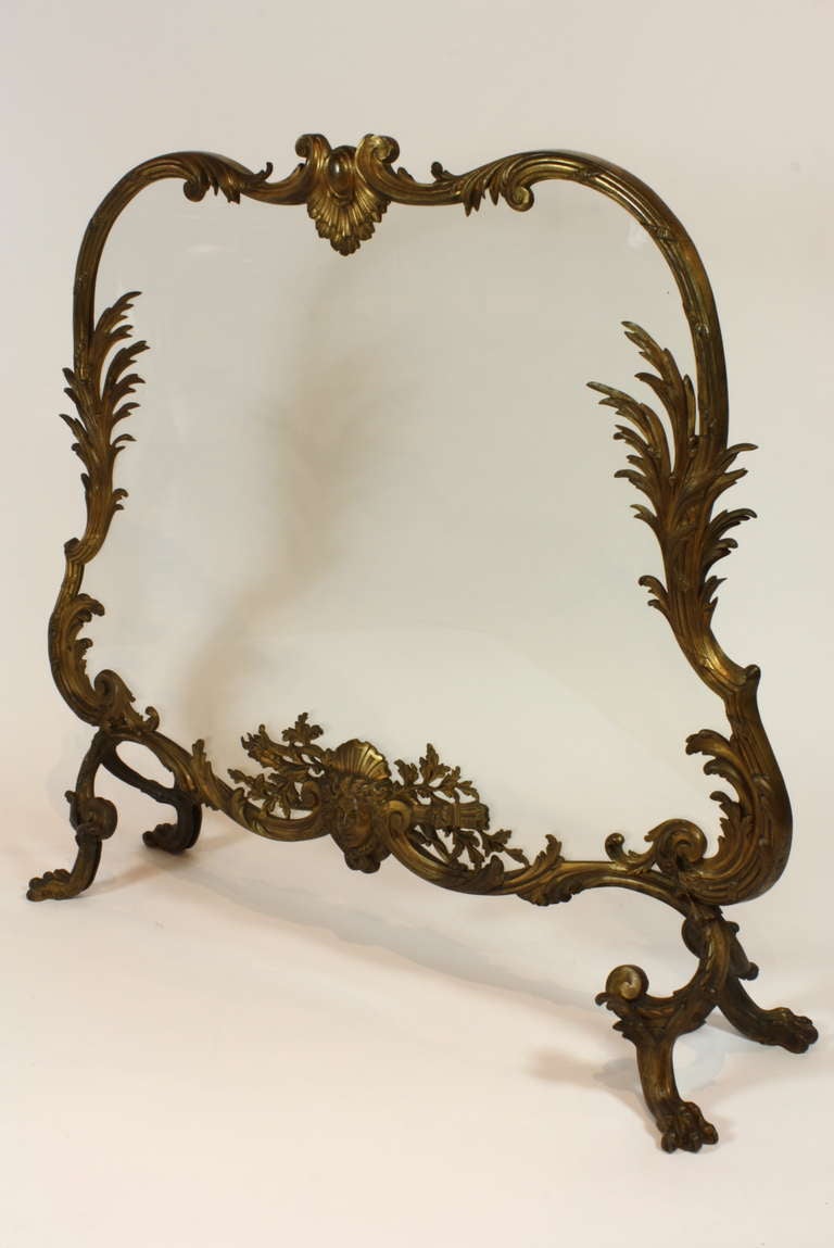 Baroque Impressive French Bronze Firescreen with Glass