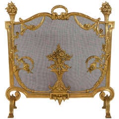 Antique Louis XVI Style Gilt-Bronze Firescreen