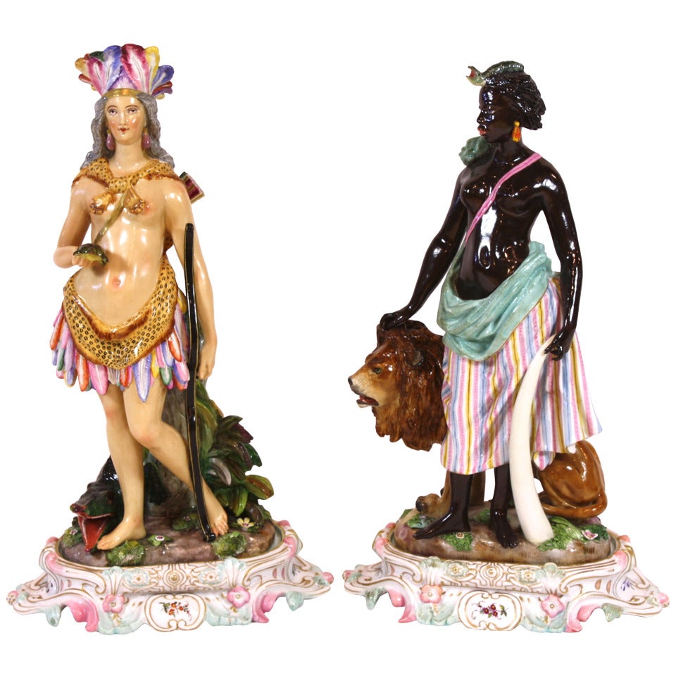Pair of Meissen Porcelain Allegorical Figures of Continents