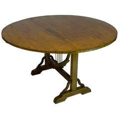 Large French Walnut Wine Tasting Table with Lyre Base