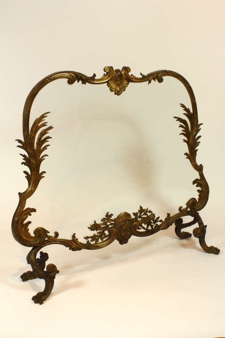 Impressive French Bronze Firescreen with Glass In Good Condition In Pembroke, MA