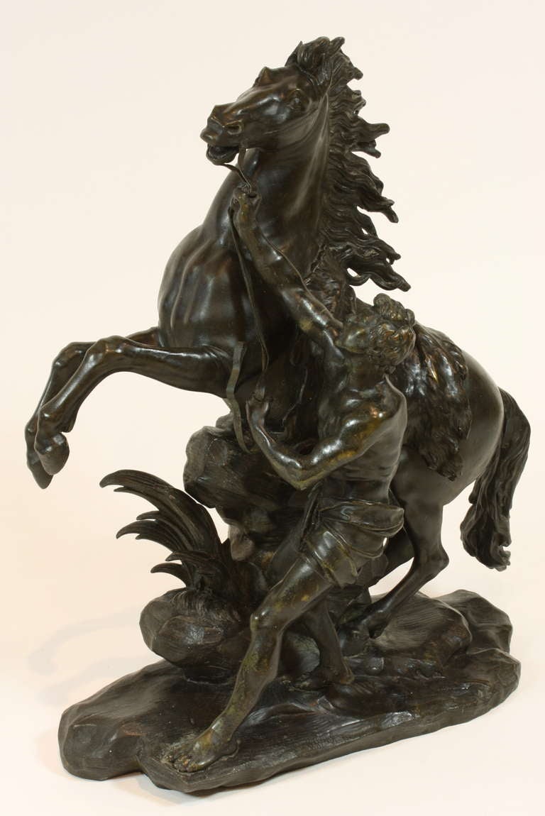 Pair of French Bronze Marly Horses In Good Condition In Pembroke, MA