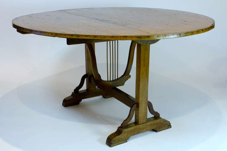 A very nice French walnut wine tasting table in an unusually large round size (51