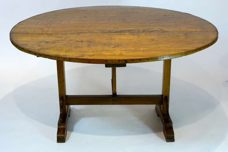 Large French Walnut Wine Tasting Table with Lyre Base 3