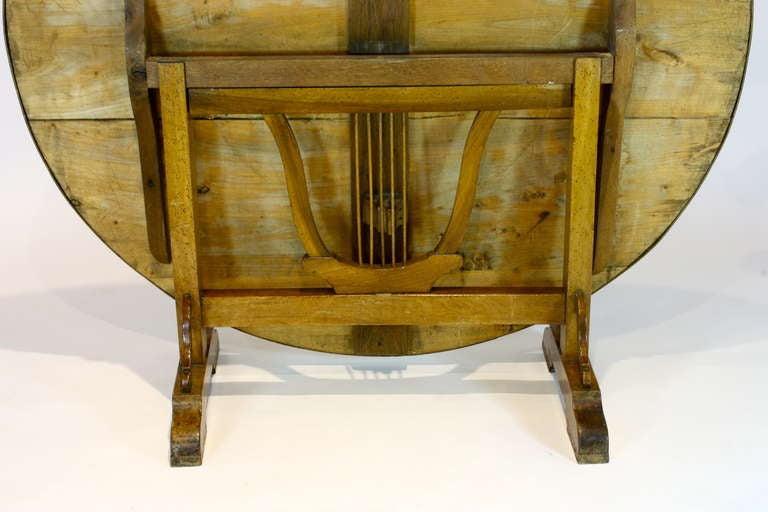 Large French Walnut Wine Tasting Table with Lyre Base 4