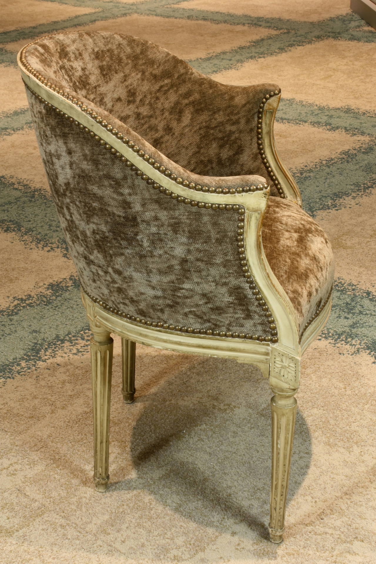 Carved French Louis XVI Style Painted Desk Chair