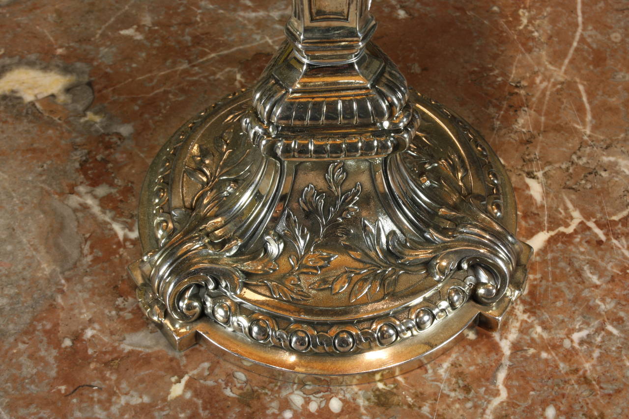 Early 20th Century Christofle Silvered Candlestick Lamp in the Baroque Style For Sale