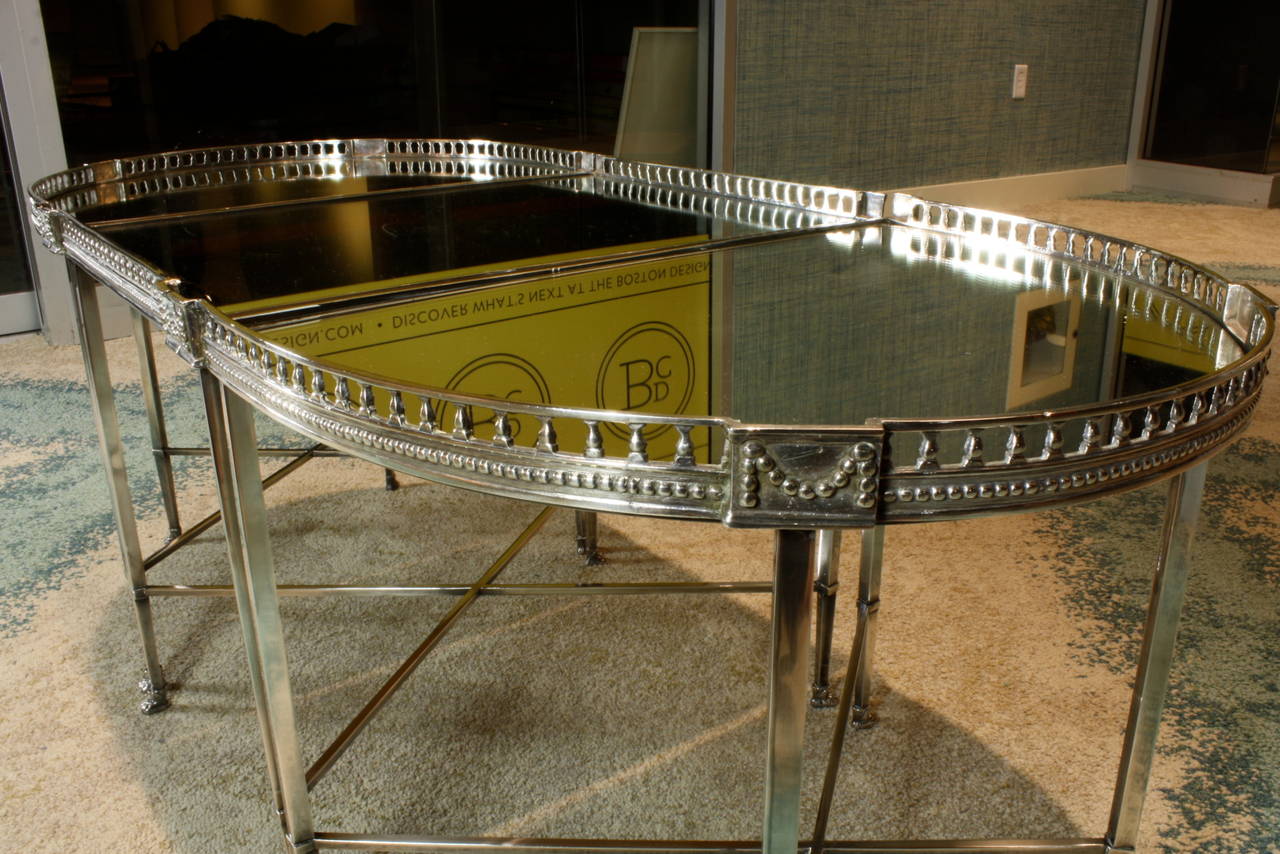 Mid-20th Century French Silvered-Bronze, Three Piece Coffee Table