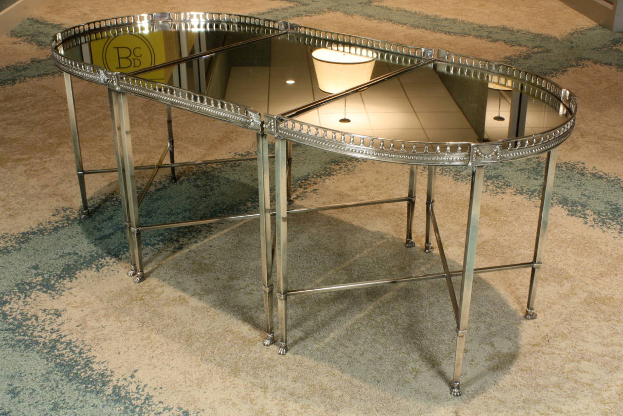 French Silvered-Bronze, Three Piece Coffee Table In Good Condition In Pembroke, MA