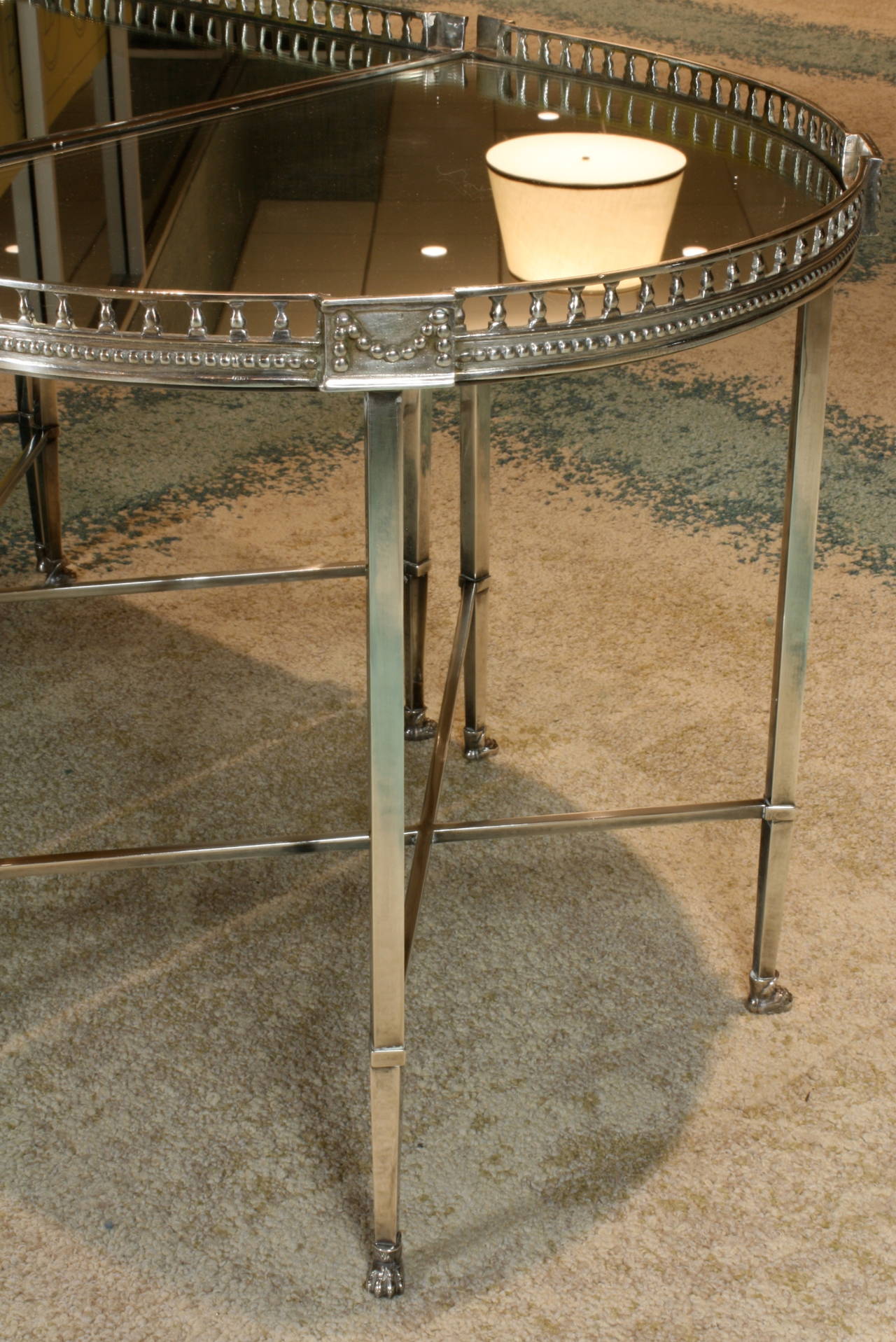 French Silvered-Bronze, Three Piece Coffee Table 5
