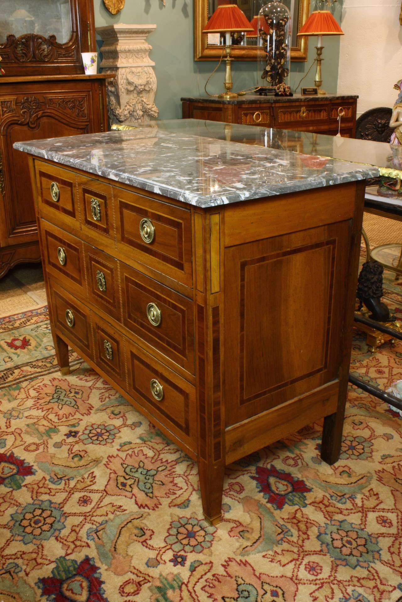 French Louis XVI Period Marquetry Commode 2